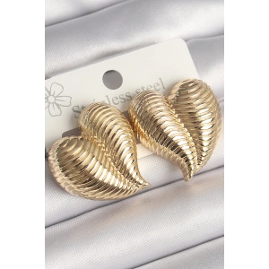 Pirinç Gold Renk İşlemeli Bomba Kalp Model Kadın Küpe - TJ-BKP10260