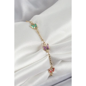 Pirinç Gold Renk Karışık Renk Zirkon Taşlı Kadın Bileklik - TJ-BB7057