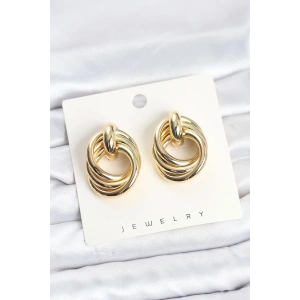 Pirinç Gold Renk Sarmal Halka Model Vintage Kadın Küpe