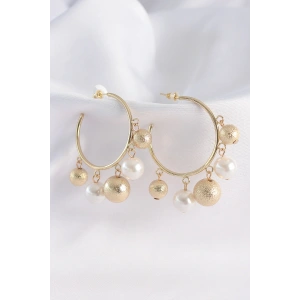 Pirinç Gold Renk Topçuk Model Halka Küpe - TJ-BKP8908