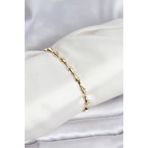 Pirinç Gold Renk VIP Seri Kemik Model Zirkon Taşlı Kadın Bileklik