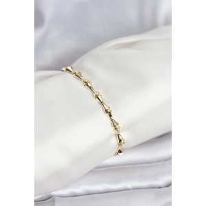 Pirinç Gold Renk VIP Seri Kemik Model Zirkon Taşlı Kadın Bileklik - TJ-BB8275