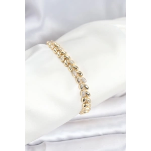 Pirinç Gold Renk VIP Seri Sarmal Damla Model Zirkon Taşlı Kadın Bileklik - TJ-BB8268