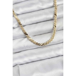 Pirinç Gold Renk Yassı Zincir Kadın Kolye - TJ-BKO10818