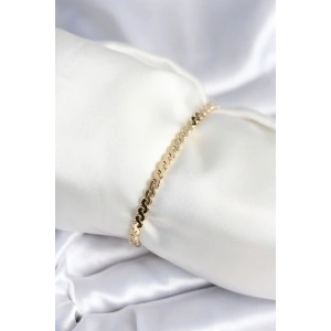 Pirinç Gold Renk Yassı Zincir Model Kadın Bileklik - TJ-BB7960