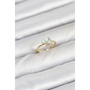 Pirinç Gold Renk Yonca Model Kadın Yüzük - TJ-BYK3858