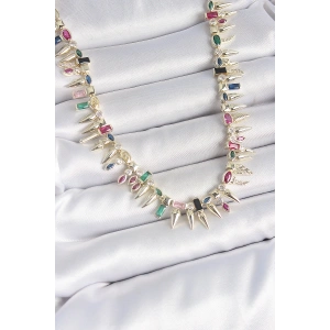 Pirinç Gold Renk Zirkon Taşlı Diken Model VIP Seri Kadın Kolye