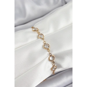 Pirinç Gold Renk Zirkon Taşlı Kadın Bileklik - TJ-BB7050