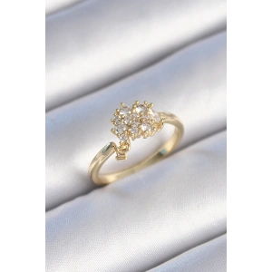 Pirinç Gold Renk Zirkon Taşlı Kadın Yüzük - TJ-BYK3442