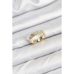 Pirinç Gold Renk Zirkon Taşlı Sırım Kadın Yüzük - TJ-BYK3846