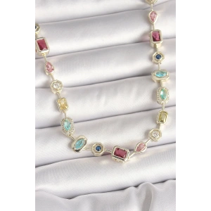 Pirinç Gold Renk Zirkon Taşlı VIP Seri Kadın Kolye - TJ-BKO10005