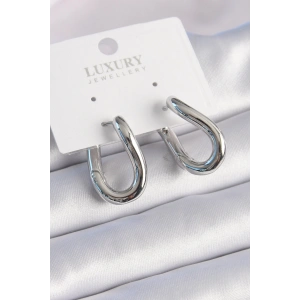 Pirinç Gümüş Renk Halka Model Kadın Küpe - TJ-BKP9531