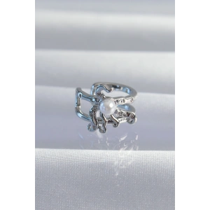 Pirinç Gümüş Renk İncili Ahtapot Earcuff Küpe - TJ-BKP9332