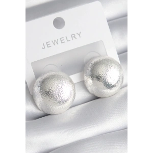 Pirinç Gümüş Renk İşleme Detay Top Model Kadın Küpe