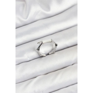 Pirinç Gümüş Renk Kemik Model Kadın Yüzük - TJ-BYK3849