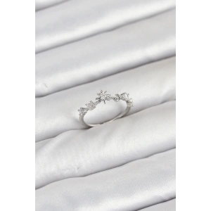 Pirinç Gümüş Renk Manifest Kadın Yüzük - TJ-BYK3891