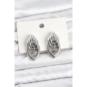 Pirinç Gümüş Renk Sarmal Damla Model Vintage Kadın Küpe