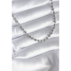 Pirinç Gümüş Renk Topçuk Detay Kadın Kolye - TJ-BKO8238