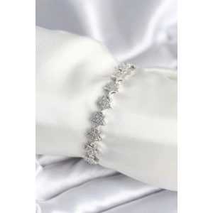 Pirinç Gümüş Renk Yıldız Model Kadın Bileklik