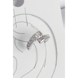 Pirinç Gümüş Renk Zirkon Taşlı Kadın Kıkırdak Küpe