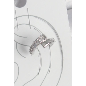 Pirinç Gümüş Renk Zirkon Taşlı Kadın Kıkırdak Küpe - TJ-BKP10556