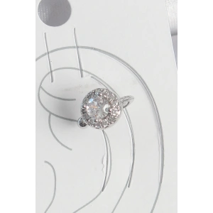 Pirinç Gümüş Renk Zirkon Taşlı Kadın Kıkırdak Model Küpe - TJ-BKP10559