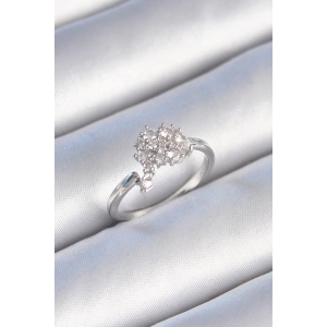 Pirinç Gümüş Renk Zirkon Taşlı Kadın Yüzük - TJ-BYK3443