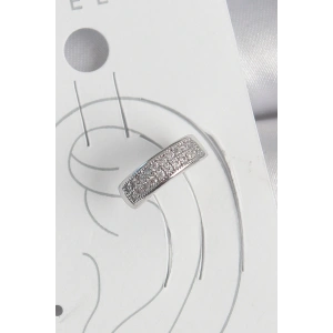 Pirinç Gümüş Renk Zirkon Taşlı Kıkırdak Model Kadın Küpe