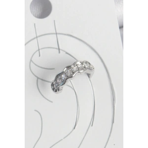 Pirinç Gümüş Renk Zirkon Taşlı Kıkırdak Model Kadın Küpe