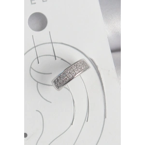 Pirinç Gümüş Renk Zirkon Taşlı Kıkırdak Model Kadın Küpe - TJ-BKP10552