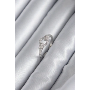 Pirinç Gümüş Renk Zirkon Taşlı Yılan Model Kadın Yüzük - TJ-BYK2922