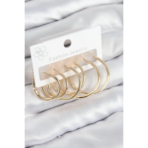 Pirinç Halka Model Gold Renk Kadın Set Küpe - TJ-BKP11045