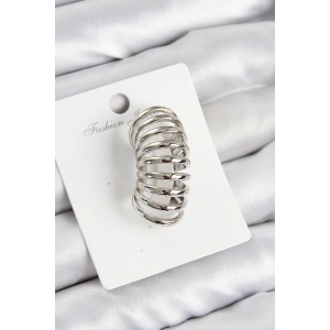 Pirinç Yay Model Gümüş Renk Sağ Kıkırdak Küpe - TJ-BKP10993