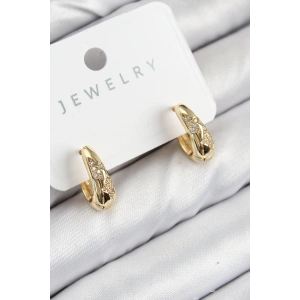 Pirinç Zirkon Taş Desenli Model Gold Renk Kadın Küpe