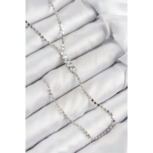 Pirinç Zirkon Taşlı Ezme Zincirli Model Gümüş Renk Y Kolye