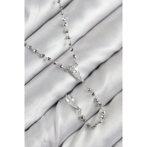 Pirinç Zirkon Taşlı Gümüş Renk Kadın Y Kolye - TJ-BKO10496