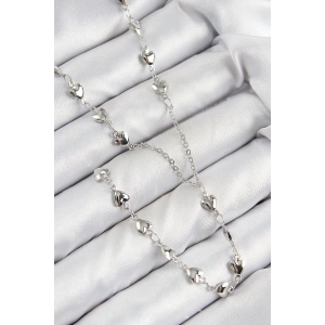 Pirinç Zirkon Taşlı Kalp Model Gümüş Renk Y Kolye