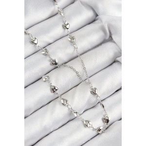 Pirinç Zirkon Taşlı Kalp Model Gümüş Renk Y Kolye - TJ-BKO10456