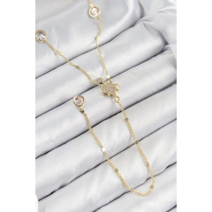 Pirinç Zirkon Taşlı Kutup Yıldızı Model Gold Renk Y Kolye - TJ-BKO10452