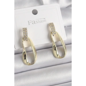 Pirinç Zirkon Taşlı Sallantı Kadın Küpe