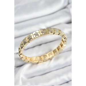 Pirinç Zirkon Taşlı Yıldız Model Gold Renk Lastikli Kadın Bileklik - TJ-BB7494