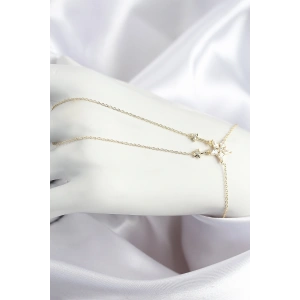 Pirinç Zirkon Taşlı Yıldız Model Gold Renk Şahmeran