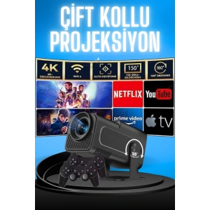 Projektör Siyah Android Taşınabilir Sinema Projeksiyon Wifi Destekli En Güncel Sürüm Akıllı