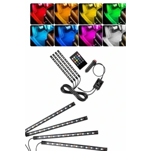 RGB Işıklı Araç İçi Aydınlatma Kumandalı 12li Led Işık Renk Değiştirebilen