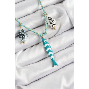 Seramik Motifli Balık Figürlü Model Mi İp Kadın Kolye