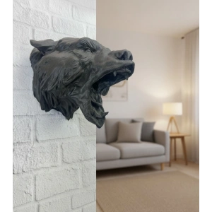 Siyah Ayı Figürü Duvar Dekoru Asılabilir Hediyelik Heykel 25x19 cm