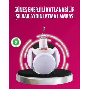 Solar ve USB Şarjlı Su Geçirmez Katlanabilir LED Lamba