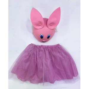 Tavşan Kostümü Pembe - 23 Nisan Tavşan Şapka ve Tütü Etek Seti 2 Parça