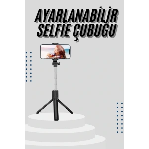 Tripod Selfie Çubuğu Bluetooth Kumandalı Kablosuz Led Işıklı