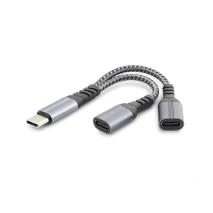 Type-C To 2 x Type-C F Kablo Car Şarj Siyah GJ-015